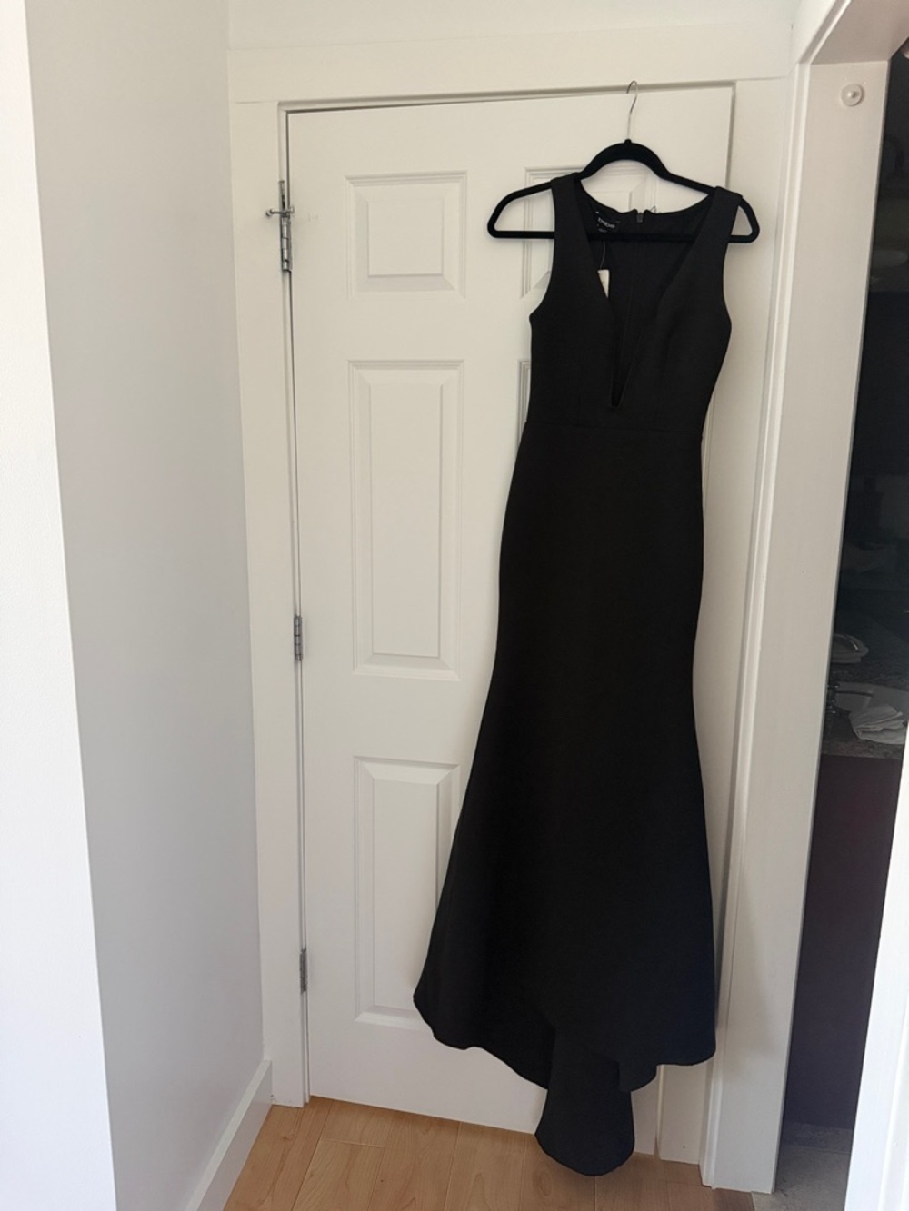 Black Sleeveless V-Neck Evening Gown